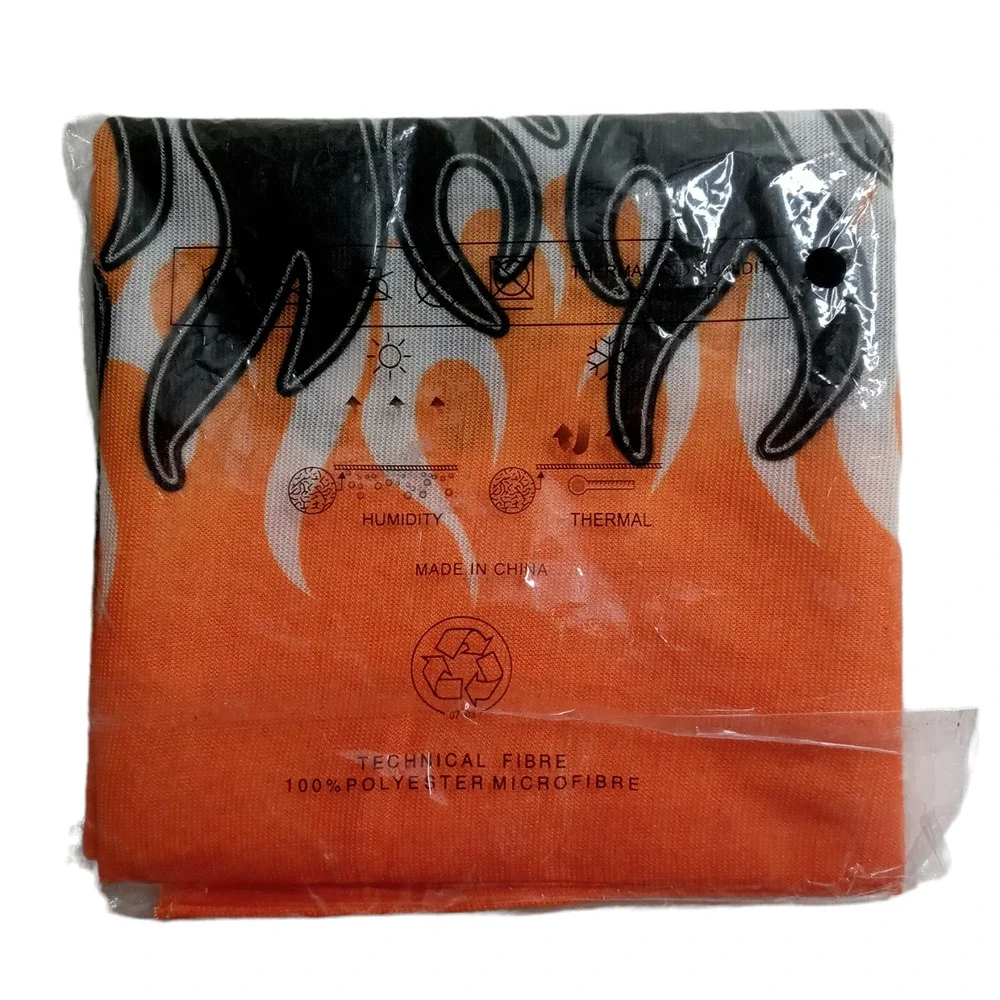 Orange Black Bandana Flames Face Mask Neck Gaiter Do Rag Halloween Costume